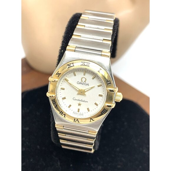 Omega Constellation Women's Watch Swiss Quartz Two Tone 18k Gold Steel 23mm